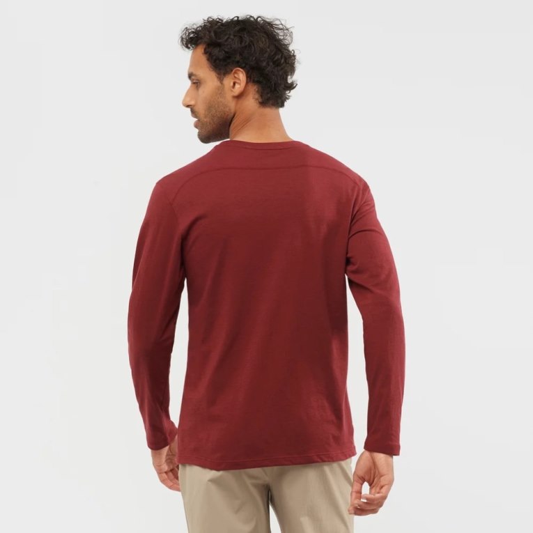 Red Salomon Essential Long Sleeve Men's T-Shirts | PH 05386M